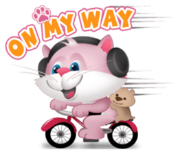 Pinkat : A Cat Loves Music and Puppy sticker #4878573