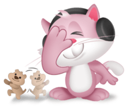 Pinkat : A Cat Loves Music and Puppy sticker #4878574