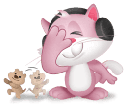 Pinkat : A Cat Loves Music and Puppy sticker #4878574