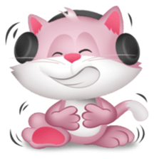 Pinkat : A Cat Loves Music and Puppy sticker #4878577