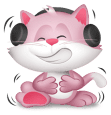 Pinkat : A Cat Loves Music and Puppy sticker #4878577