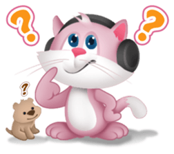 Pinkat : A Cat Loves Music and Puppy sticker #4878579