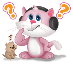 Pinkat : A Cat Loves Music and Puppy sticker #4878579