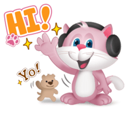 Pinkat : A Cat Loves Music and Puppy sticker #4878583