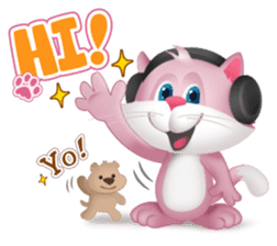 Pinkat : A Cat Loves Music and Puppy sticker #4878583