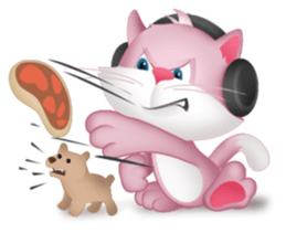Pinkat : A Cat Loves Music and Puppy sticker #4878584
