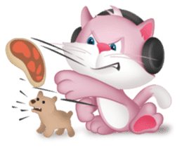 Pinkat : A Cat Loves Music and Puppy sticker #4878584