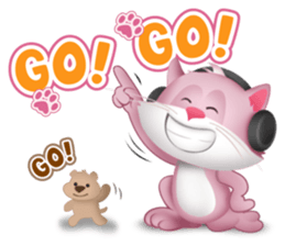 Pinkat : A Cat Loves Music and Puppy sticker #4878586