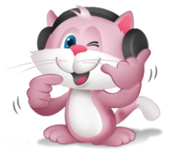 Pinkat : A Cat Loves Music and Puppy sticker #4878588