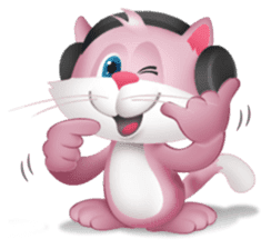 Pinkat : A Cat Loves Music and Puppy sticker #4878588