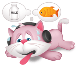 Pinkat : A Cat Loves Music and Puppy sticker #4878589