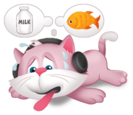 Pinkat : A Cat Loves Music and Puppy sticker #4878589