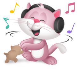 Pinkat : A Cat Loves Music and Puppy sticker #4878590