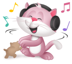 Pinkat : A Cat Loves Music and Puppy sticker #4878590