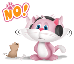 Pinkat : A Cat Loves Music and Puppy sticker #4878591