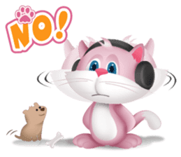 Pinkat : A Cat Loves Music and Puppy sticker #4878591