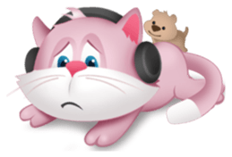 Pinkat : A Cat Loves Music and Puppy sticker #4878593