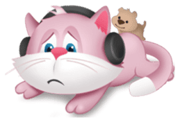 Pinkat : A Cat Loves Music and Puppy sticker #4878593