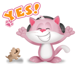 Pinkat : A Cat Loves Music and Puppy sticker #4878594