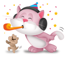 Pinkat : A Cat Loves Music and Puppy sticker #4878595