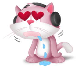 Pinkat : A Cat Loves Music and Puppy sticker #4878596