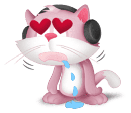 Pinkat : A Cat Loves Music and Puppy sticker #4878596
