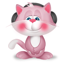 Pinkat : A Cat Loves Music and Puppy sticker #4878598