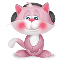 Pinkat : A Cat Loves Music and Puppy sticker #4878598