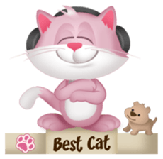 Pinkat : A Cat Loves Music and Puppy sticker #4878600