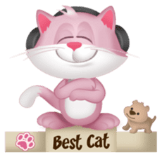 Pinkat : A Cat Loves Music and Puppy sticker #4878600