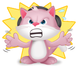 Pinkat : A Cat Loves Music and Puppy sticker #4878601