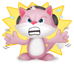 Pinkat : A Cat Loves Music and Puppy sticker #4878601