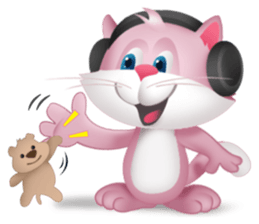 Pinkat : A Cat Loves Music and Puppy sticker #4878602