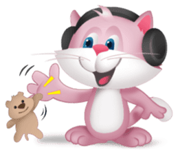 Pinkat : A Cat Loves Music and Puppy sticker #4878602