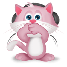 Pinkat : A Cat Loves Music and Puppy sticker #4878603