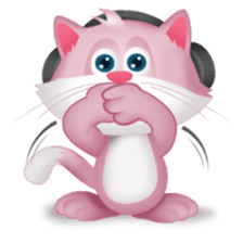 Pinkat : A Cat Loves Music and Puppy sticker #4878603