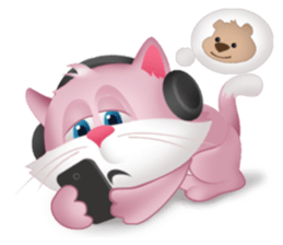 Pinkat : A Cat Loves Music and Puppy sticker #4878604