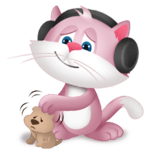 Pinkat : A Cat Loves Music and Puppy sticker #4878605