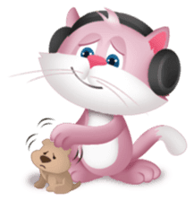 Pinkat : A Cat Loves Music and Puppy sticker #4878605