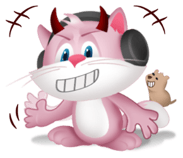 Pinkat : A Cat Loves Music and Puppy sticker #4878606