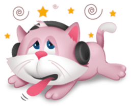 Pinkat : A Cat Loves Music and Puppy sticker #4878607