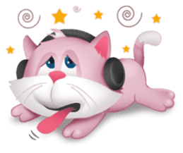 Pinkat : A Cat Loves Music and Puppy sticker #4878607