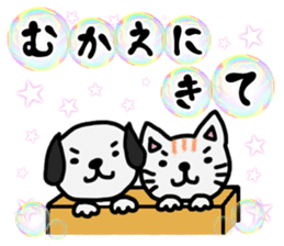 Soap bubbles and a dog and cat. sticker #4889342