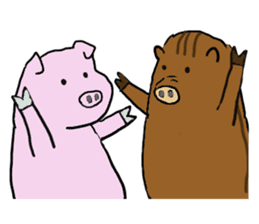 Calm Boar and excitable Pig sticker #4901062