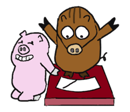 Calm Boar and excitable Pig sticker #4901064