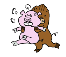 Calm Boar and excitable Pig sticker #4901078