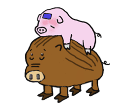 Calm Boar and excitable Pig sticker #4901086