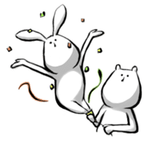 funny rabbit and bear sticker #4928643