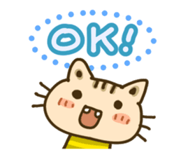 Cute Cat wearing a yellow striped shirt sticker #4953416