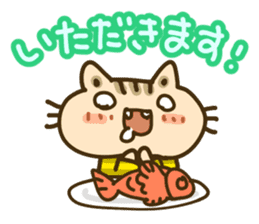 Cute Cat wearing a yellow striped shirt sticker #4953420